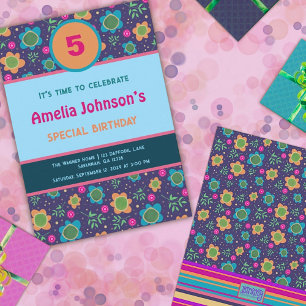 Fun Floral Personalized Age Birthday Invitation