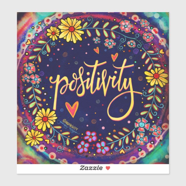 Fun Floral Positivity Black Modern (Sheet)