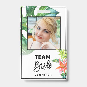 Fun Floral Tropical Team Bride Bachelorette Party Badge