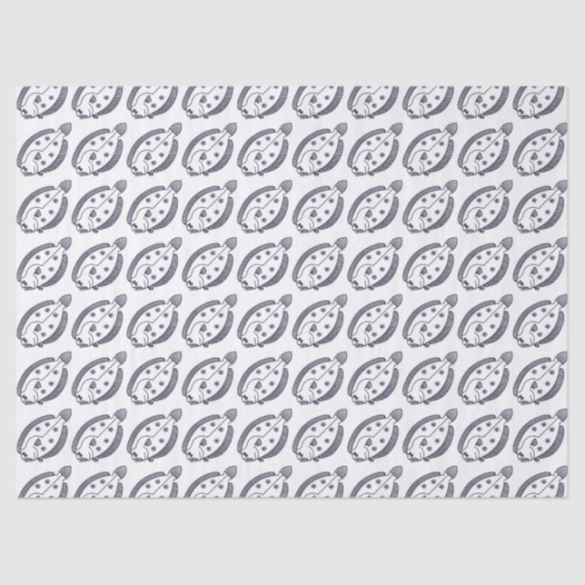 Fun Flounder Fish in Deepest Blue and White Tissue Paper (Front)