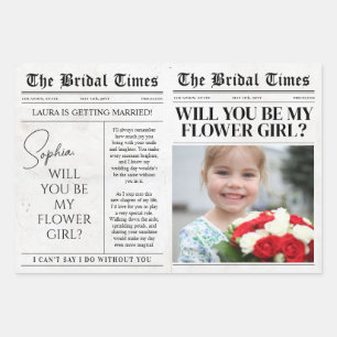 Fun Flower Girl Proposal Newspaper Flower Bouquet Wrapping Paper Sheet