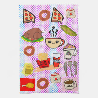 fun food pattern kitchen towel