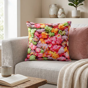 Fun Foodie Home Decor: Colourful Rainbow Popcorn Throw Pillow