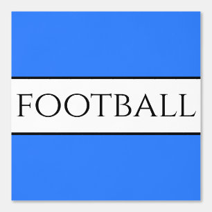 Fun FOOTBALL Text Bright Blue Black White Stripes Wallpaper