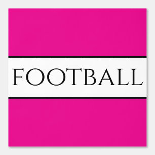 Fun FOOTBALL Text Bright Pink Black White Stripes Wallpaper