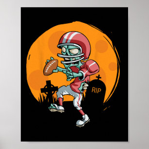 Fun Football Zombie Player Halloween Football Spor Poster