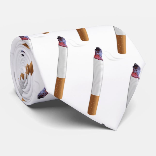 Fun for chain-smoker! Cigarette with white backgr Tie (Rolled)