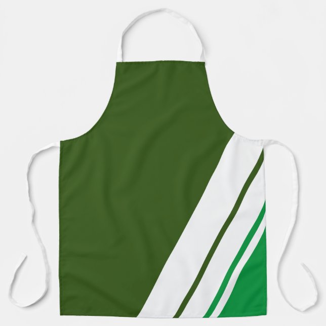 Fun Forest Kelly Green Offset White Slant Stripes Apron (Front)