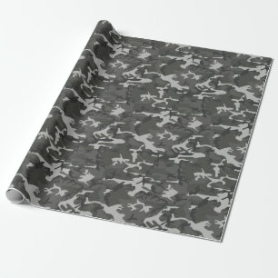 Fun Four Colour Grey Shadows Camouflage Wrapping Paper
