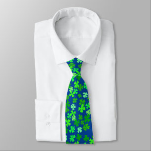 Fun Four Leaf Clovers on Navy Blue Tie