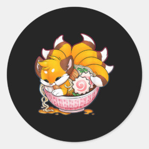 Fun Fox Ramen Japanese Noodles Cute Kawaii Anime G Classic Round Sticker