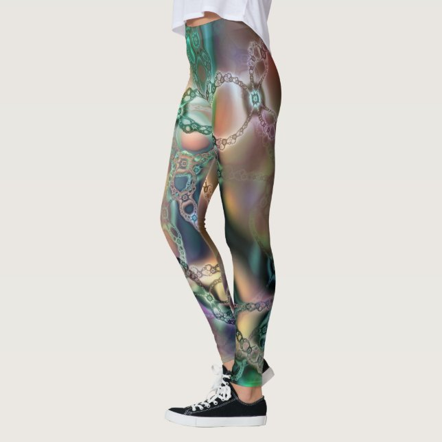 Fun Fractal Art Geometric Pattern Colourful Leggings (Left)