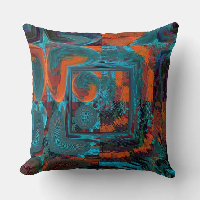Fun Fractal Geometric Design Throw Pillow (Front)