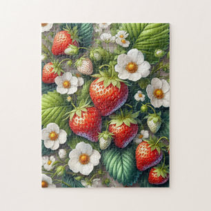 Fun fraise Feuilles Fleurs Jigsaw Puzzle