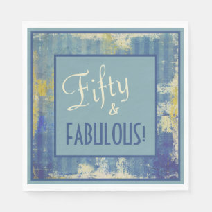 Fun Framed Retro Fifty & FABULOUS! 50th Birthday Napkin