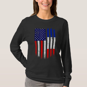 Fun France Flag American Flag Men Women Kid Patrio T-Shirt