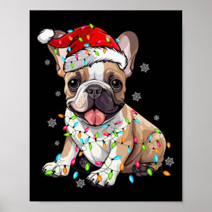 Fun French Bulldog Dog Tree Christmas Lights Xmas  Poster
