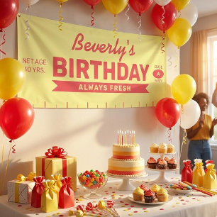 Fun Fresh Stick of Butter Red Text Birthday Party  Banner