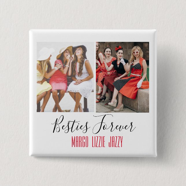 Fun Friendship Customized Photo   2 Inch Square Button (Front)