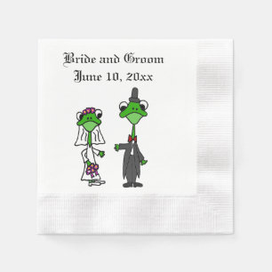 Fun Frog Bride and Groom Wedding Design Napkin