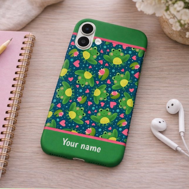 Fun Frog Pattern Custom Name New Beginnings Case-Mate iPhone Case (Creator Uploaded)