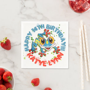 Fun Frog Personalized Party Colourful Paint Splash Napkin