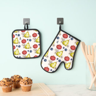 Fun Fruit Monogram Oven Mitt & Pot Holder Set