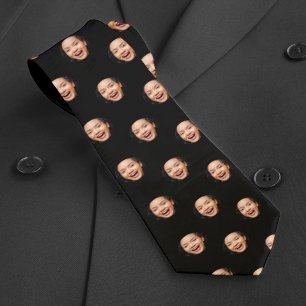Fun Full Face Close Up Selfie Photo Pattern Tie