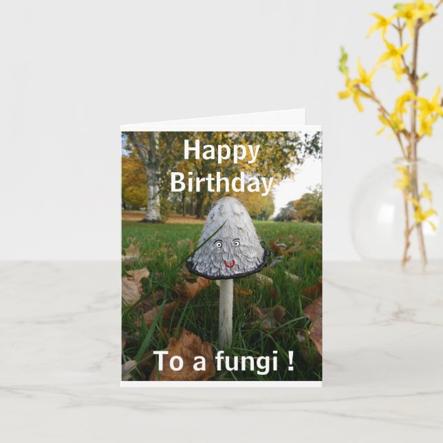 Fun Fungi Happy Birthday Card - customizable (Yellow Flower)