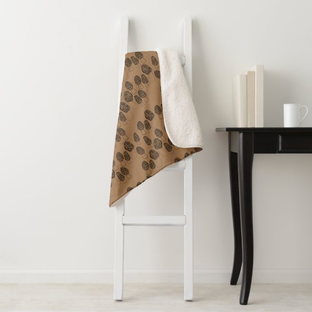 Fun Fungi Morel Mushroom Pattern Cozy Sherpa Blanket (In Situ)