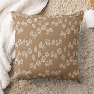 Fun Fungi Morel Mushroom Pattern  Throw Pillow