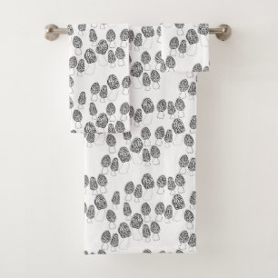Fun Fungi Morel Mushrooms Pattern Bath Towel Set
