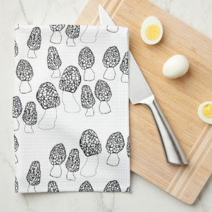 Fun Fungi Morel Mushrooms Pattern Kitchen Towel