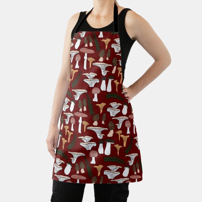 Fun Fungi Mushroom Fern Pattern  Apron (Insitu)