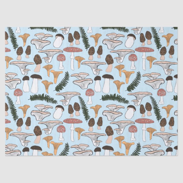Fun Fungi Mushroom Fern Pattern Gift Tissue Paper (Front)