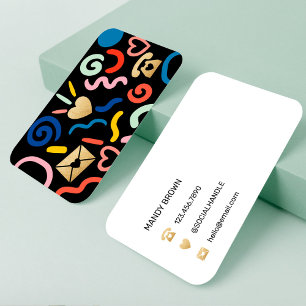 Fun & Funky Abstract Pattern Icon Black Business Card