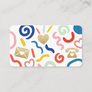 Fun & Funky Abstract Pattern Icon White & Black Business Card