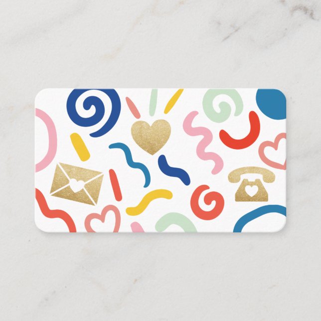 Fun & Funky Abstract Pattern Icon White & Black Business Card (Front)