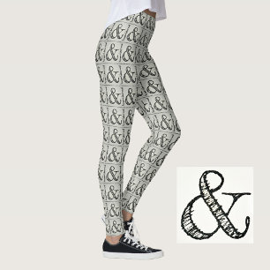 Fun Funky Black Ampersand Symbol Chic Grey Leggings