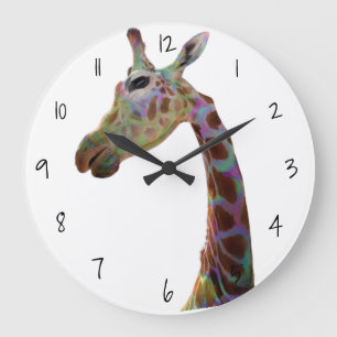 Fun funky colourful giraffe Acrylic Wall Clock