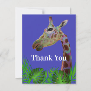 Fun funky colourful Giraffe Baby Shower thank You  Invitation