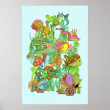 Fun Funky Fish Poster 16 x 24
