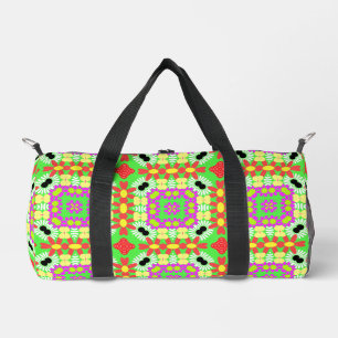 Fun & Funky Lime Green Yellow Purple & Red  Duffle Bag