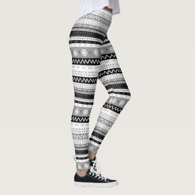 Fun, Funky, Multi Patterned Black & White Leggings (Right)