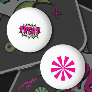 Fun Funky Peppermint Candy ‘Treat’ Customizable  Ping Pong Ball