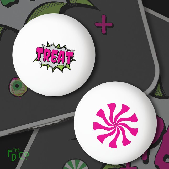 Fun Funky Peppermint Candy ‘Treat’ Customizable  Ping Pong Ball (Creator Uploaded)