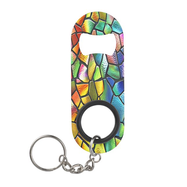 Fun & Funky Stained Glass Keychain Bottle Opener (Front)