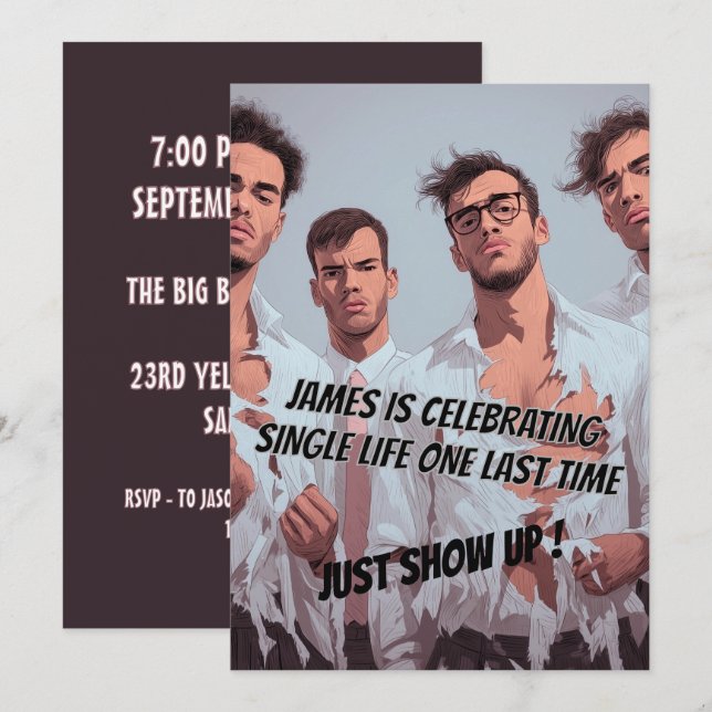 Fun Funny Bachelor Party Invitation (Devant / Derrière)