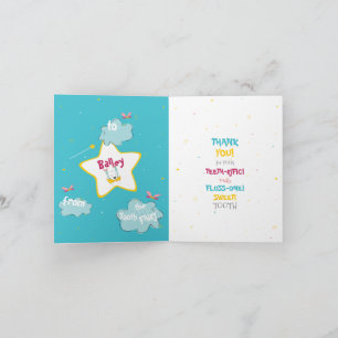 Fun Funny Cute Tooth Fairy Personalized Thank You  Card
