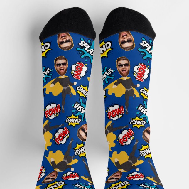 Fun & Funny For the Superhero Face Socks (Top)
